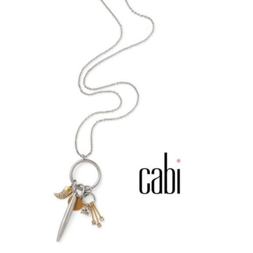 Cabi #2076 Chelsea Charm Necklace Mixed Metal Silver Gold Pendant Long 32" (A)